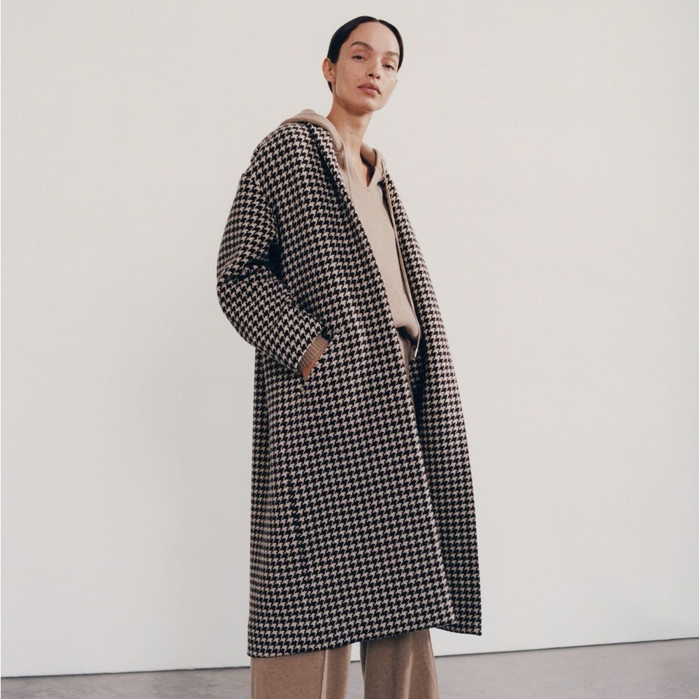 Nili Lotan Mahogany Beige Houndstooth Kidman Coat